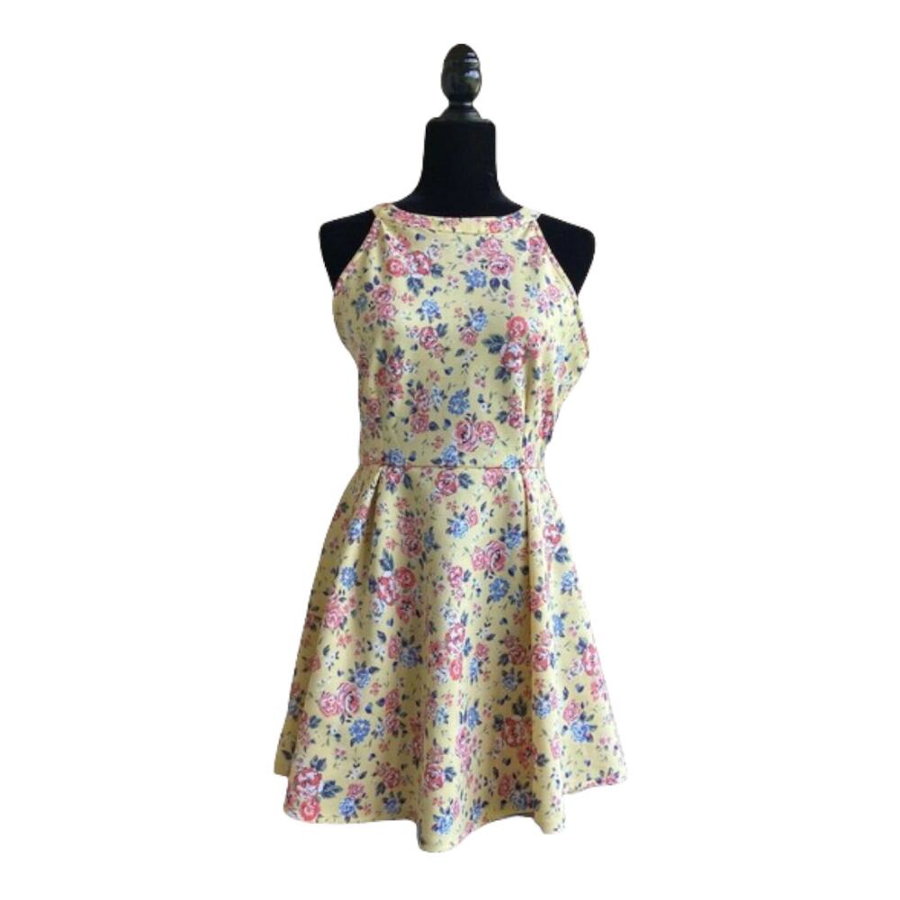 Copper Key Girls Dress Size 14 Yellow Floral Print Halter Spring Summer NEW